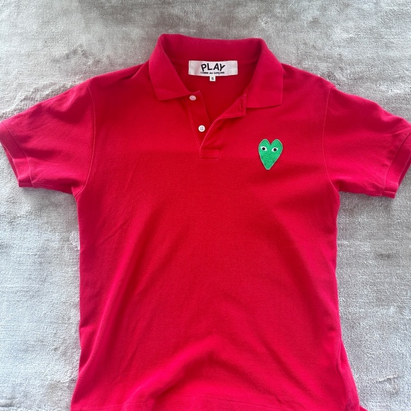 Comme des Garcons PLAY Other - Comme des Garcons PLAY Red Polo with Green Heart